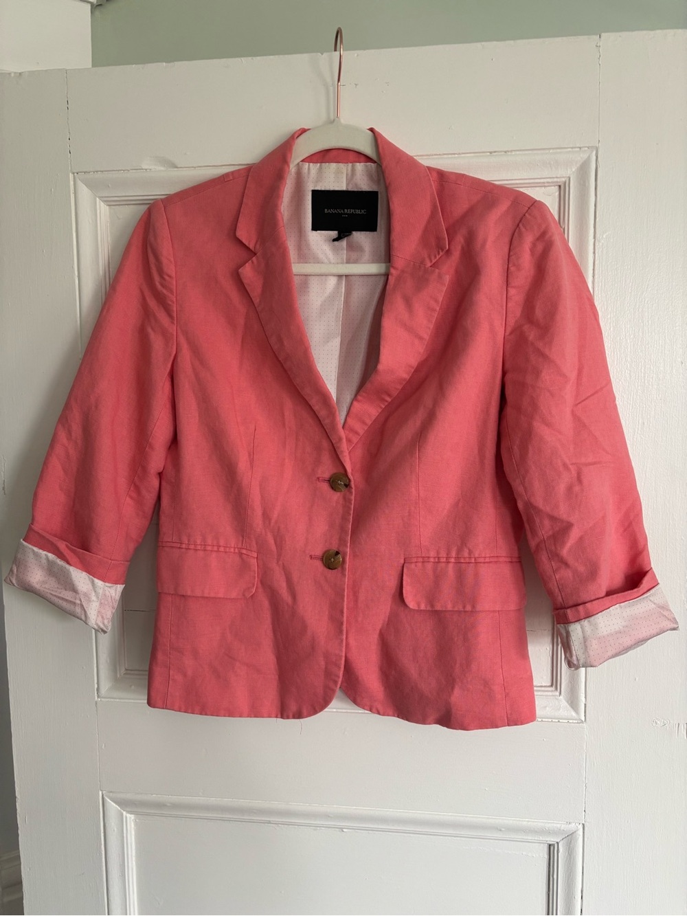 Banana Republic Coral Cropped Two-Button Blazer